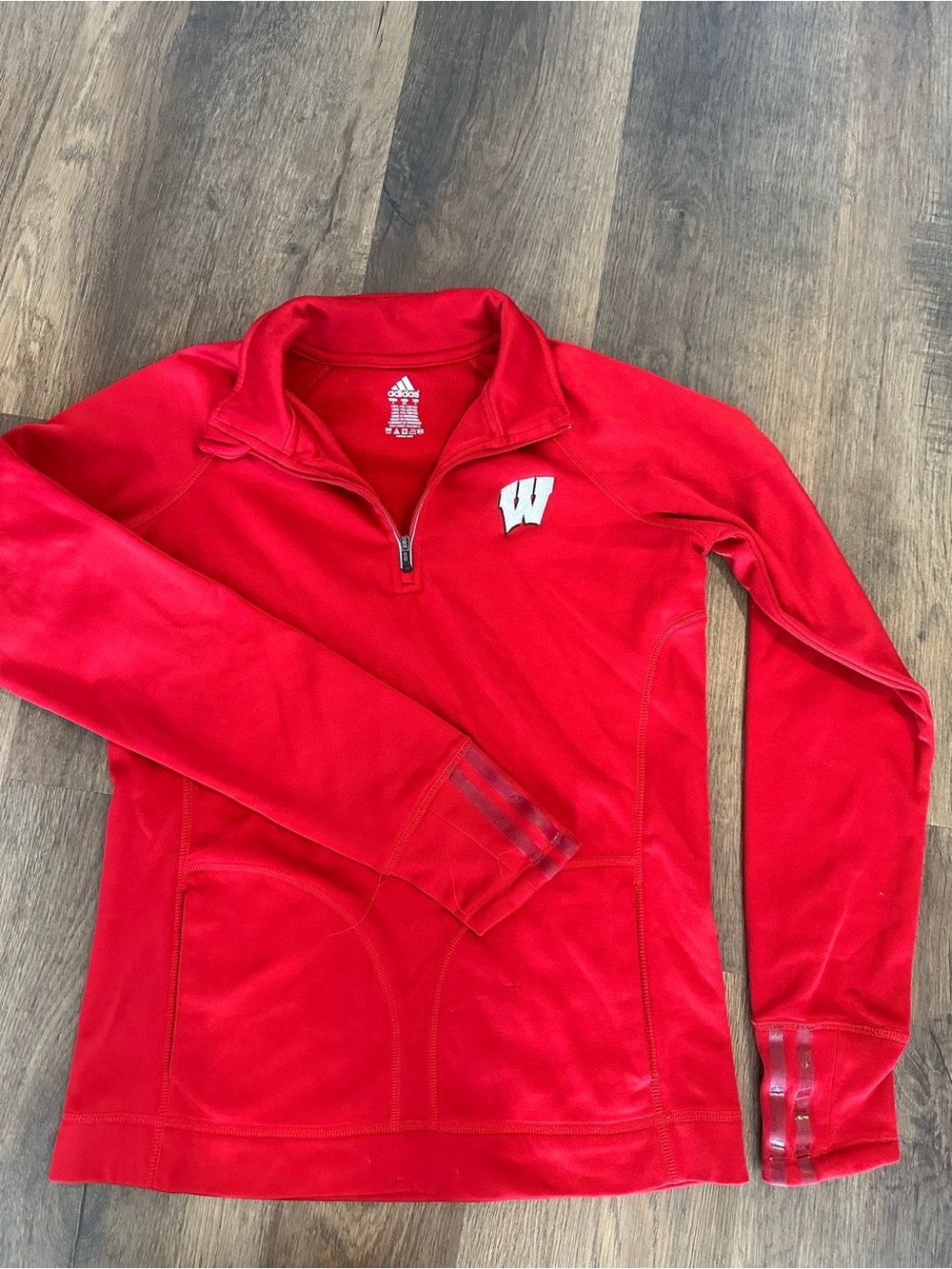 adidas Red Women's 1/4 Zip Pullover UW Badger
